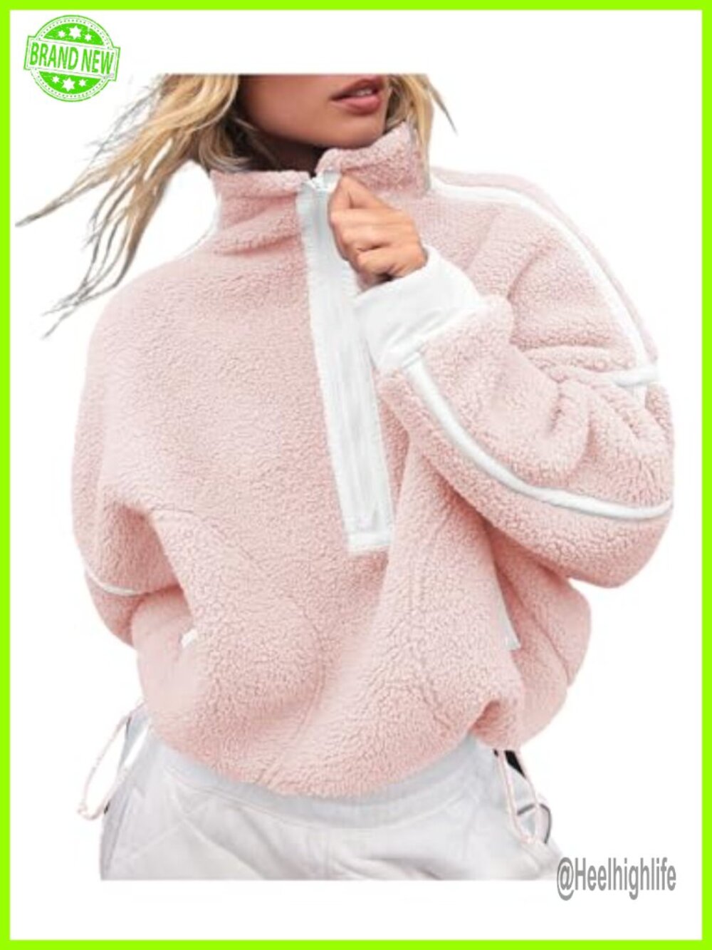 Oversized Fleece Sweatshirt Half Zip Sherpa Pullover with Pockets